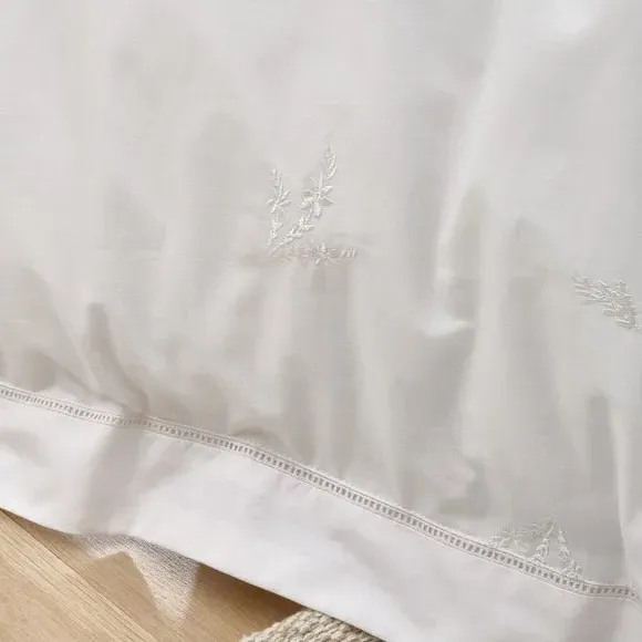 Embroidered Duvet Cover Set - White, Cotton