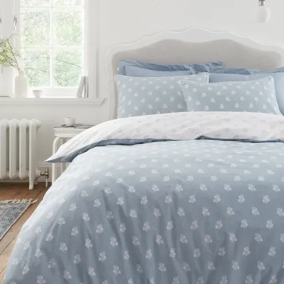 Floral Duvet Cover Set - Blue, Cotton