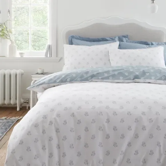 Floral Duvet Cover Set - Blue, Cotton image