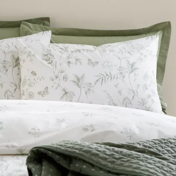 Floral Duvet Cover Set - Green, Cotton