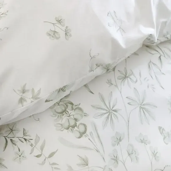 Floral Duvet Cover Set - Green, Cotton
