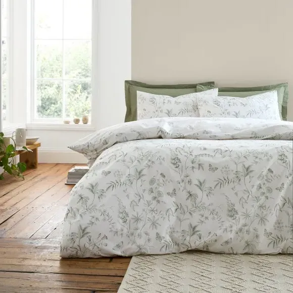 Floral Duvet Cover Set - Green, Cotton image