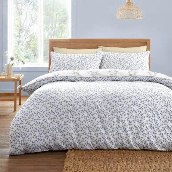 Floral Duvet Cover Set Reversible - Blue, Cotton