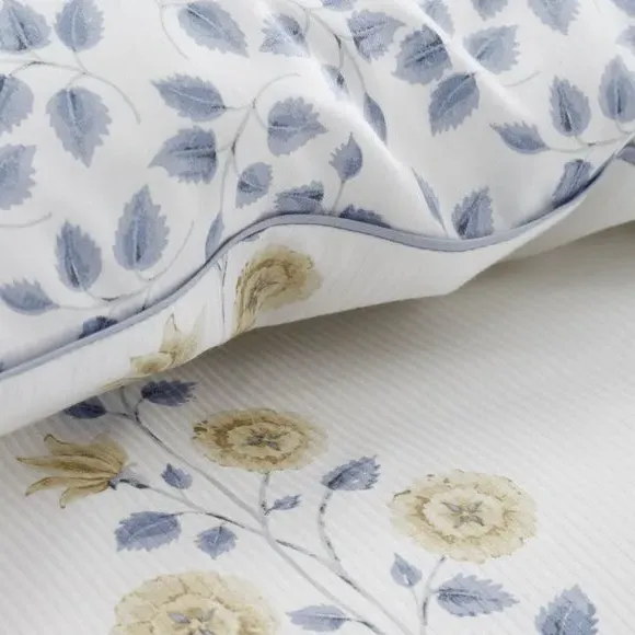 Floral Duvet Cover Set Reversible - Blue, Cotton
