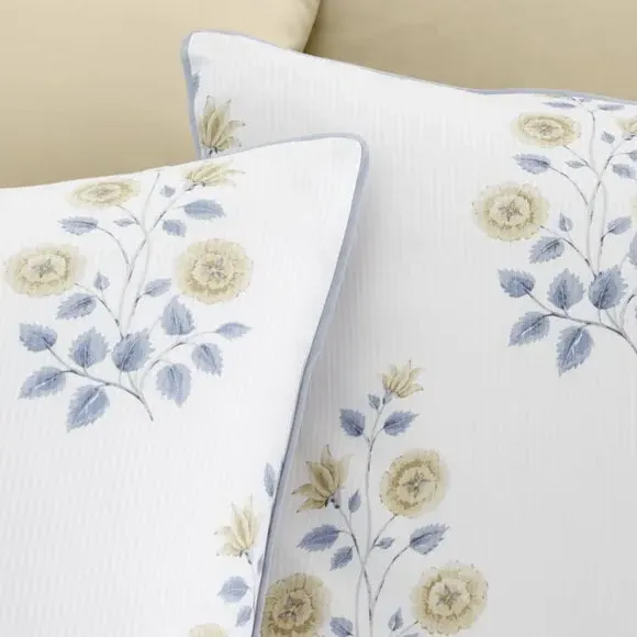 Floral Duvet Cover Set Reversible - Blue, Cotton