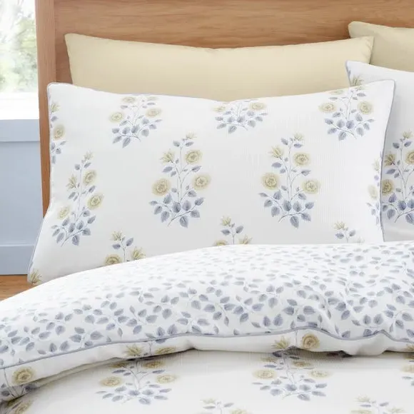 Floral Duvet Cover Set Reversible - Blue, Cotton