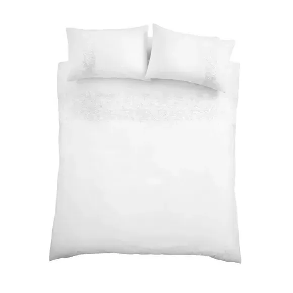 Floral Embroidery Duvet Cover Set - White, Cotton