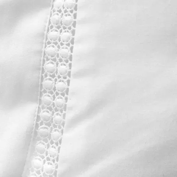 Oxford Duvet Cover Set with Lace Trim - White, Cotton