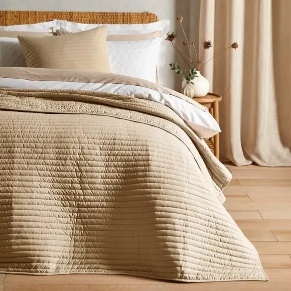 Quilted Lines Bedspread - Natural