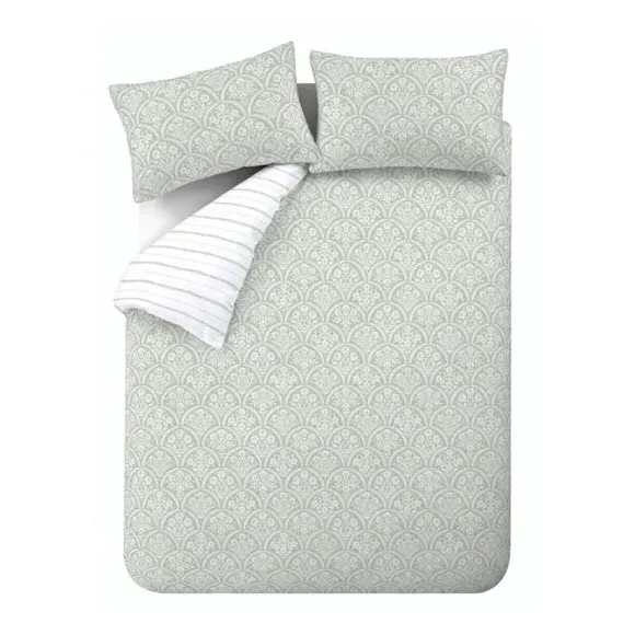 Reversible Duvet Cover Set - Green, Cotton