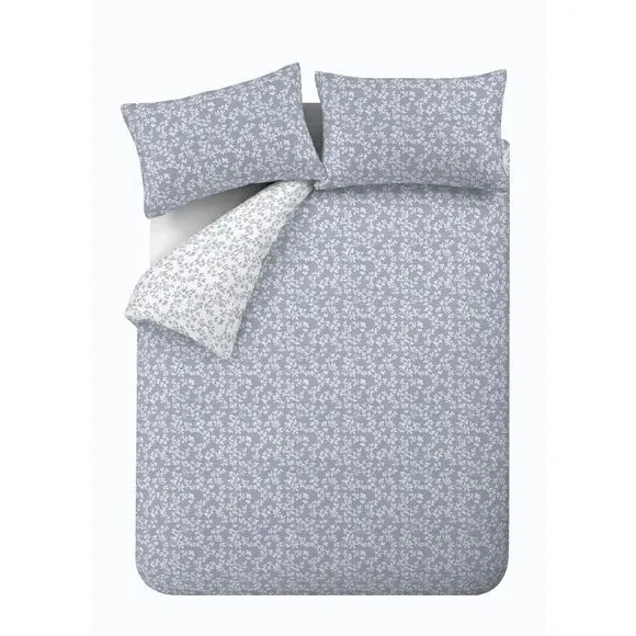 Shadow Leaves Duvet Cover Set - French Blue, Cotton