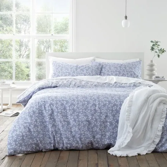 Shadow Leaves Duvet Cover Set - French Blue, Cotton image