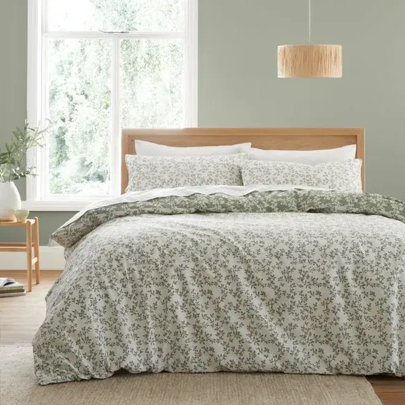 Shadow Leaves Duvet Cover Set - Green, Cotton