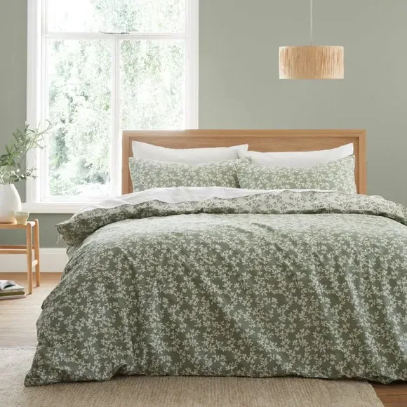Shadow Leaves Duvet Cover Set - Green, Cotton