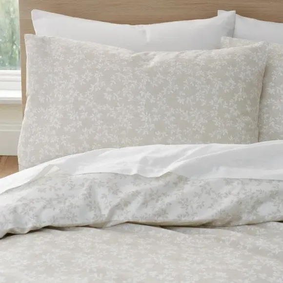 Shadow Leaves Duvet Cover Set - Natural, Cotton