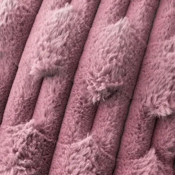 Square Cushion Carved Texture - Pink, Faux Fur