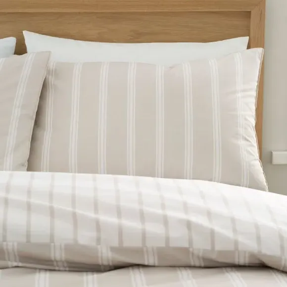 Stripe Duvet Cover Set Reversible - Natural, Cotton