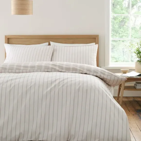 Stripe Duvet Cover Set Reversible - Natural, Cotton