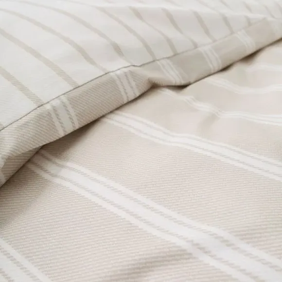 Stripe Duvet Cover Set Reversible - Natural, Cotton