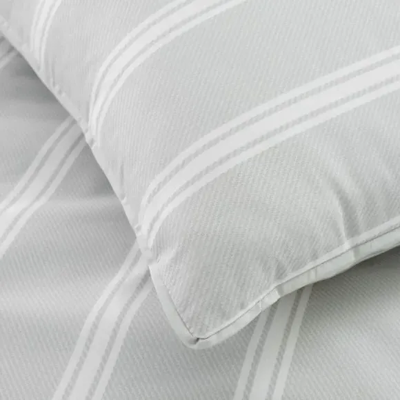 Stripe Duvet Cover Set Reversible - Silver, Cotton