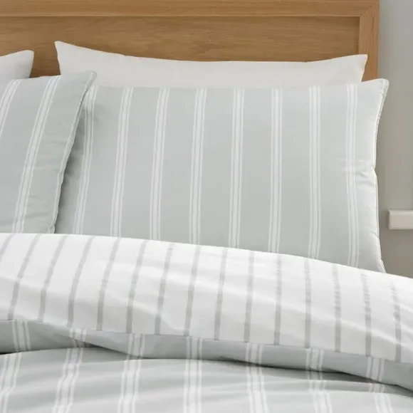 Stripe Duvet Cover Set Reversible - Silver, Cotton