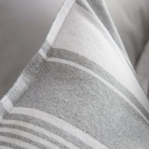 Striped Duvet Cover Set - Grey, Brushed Cotton