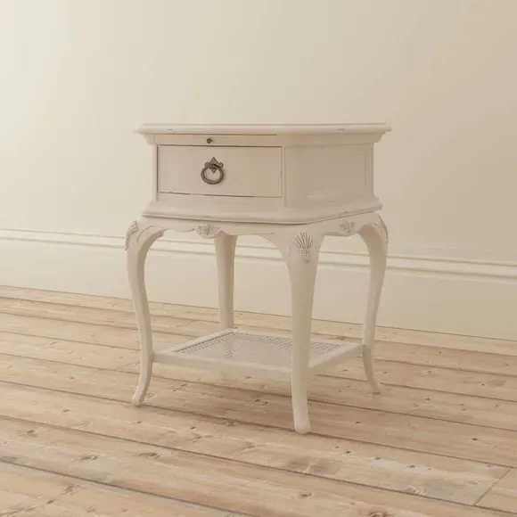 1 Drawer Bedside Table with Shelf - Cream, Wood