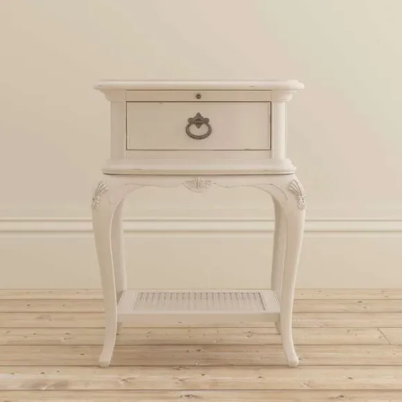 1 Drawer Bedside Table with Shelf - Cream, Wood