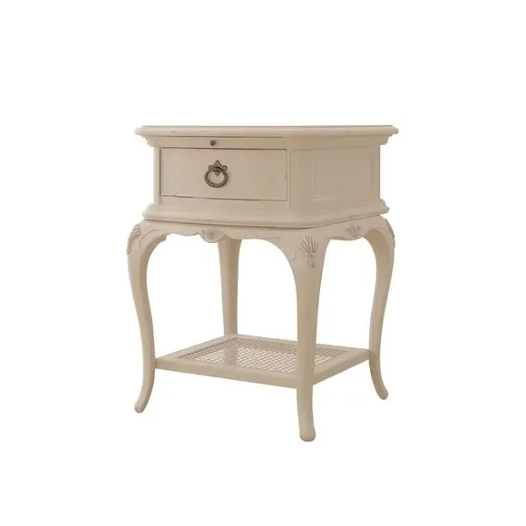 1 Drawer Bedside Table with Shelf - Cream, Wood