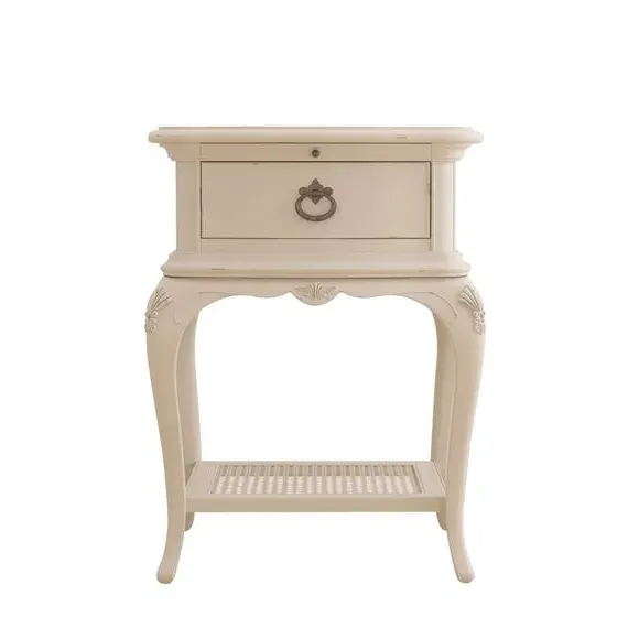 1 Drawer Bedside Table with Shelf - Cream, Wood