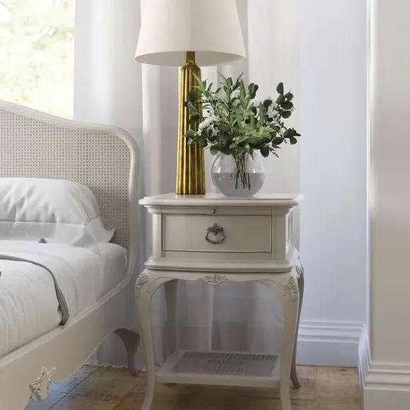 1 Drawer Bedside Table with Shelf - Grey, Wood image
