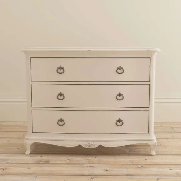 3-Drawer Chest with Carved Details - Cream, Wood