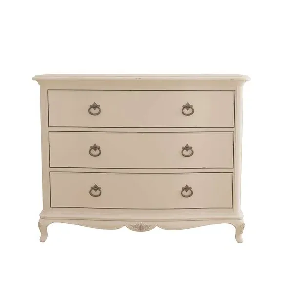 3-Drawer Chest with Carved Details - Cream, Wood