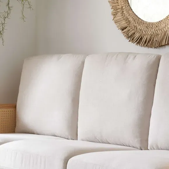 3-Seater Sofa with Rattan Frame - Natural