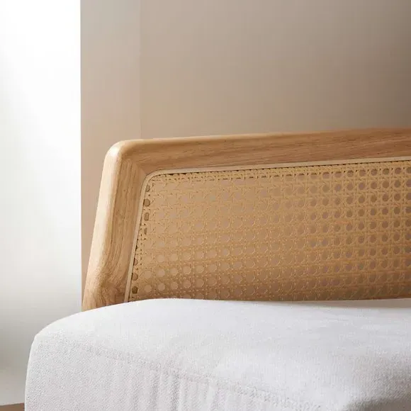 3-Seater Sofa with Rattan Frame - Natural