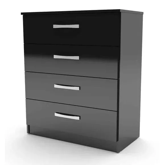 4-Drawer Chest with High-Gloss Finish - Black image