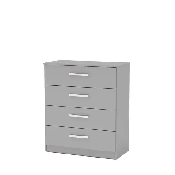 4-Drawer Chest with High-Gloss Finish - Grey