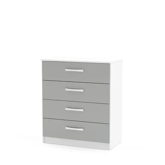 4-Drawer Chest with High-Gloss Finish - Grey