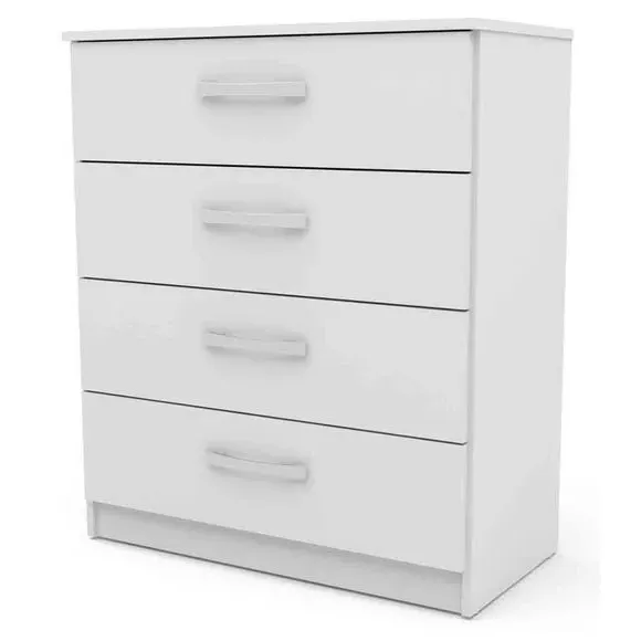 4-Drawer Chest with High-Gloss Finish - White