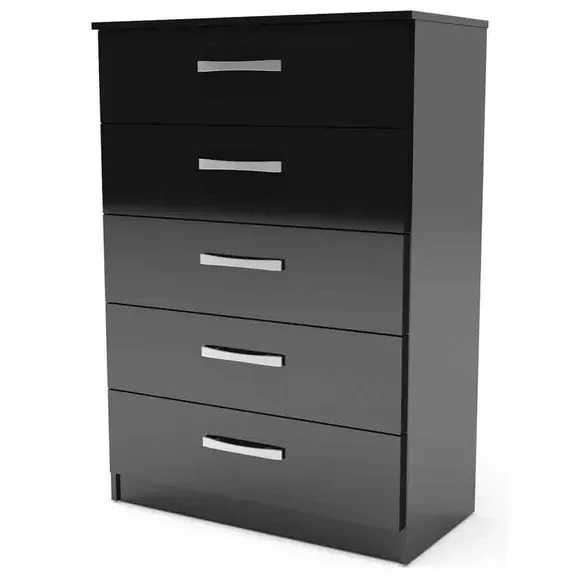 5-Drawer Chest with Silver Handles - Black image