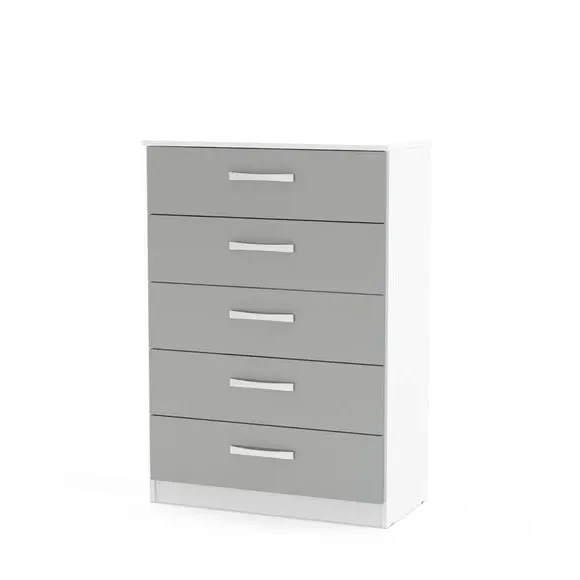5-Drawer Chest with Silver Handles - Grey