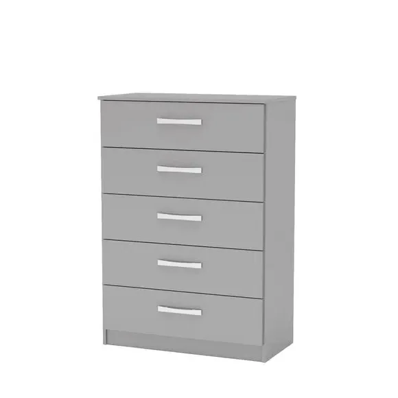 5-Drawer Chest with Silver Handles - Grey