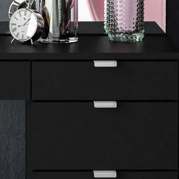 5-Drawer Dressing Table with Mirror - Black
