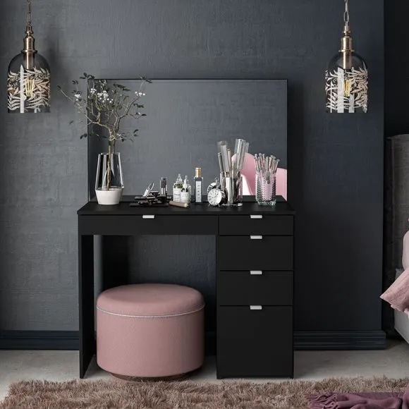 5-Drawer Dressing Table with Mirror - Black image