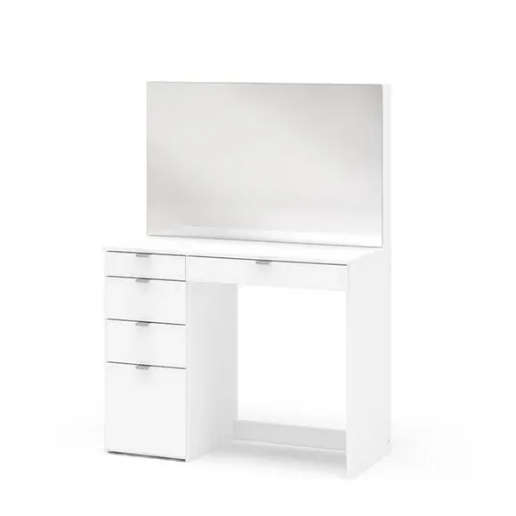 5-Drawer Dressing Table with Mirror - White