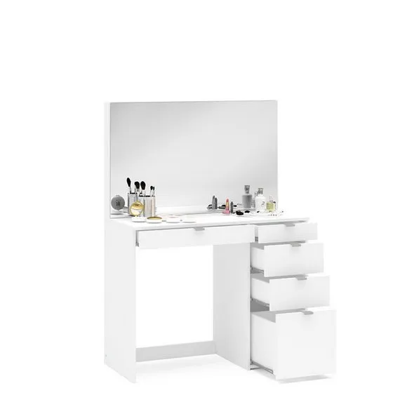 5-Drawer Dressing Table with Mirror - White