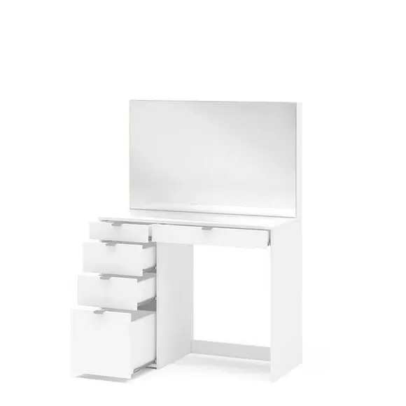 5-Drawer Dressing Table with Mirror - White