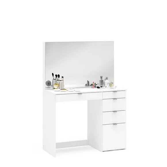 5-Drawer Dressing Table with Mirror - White