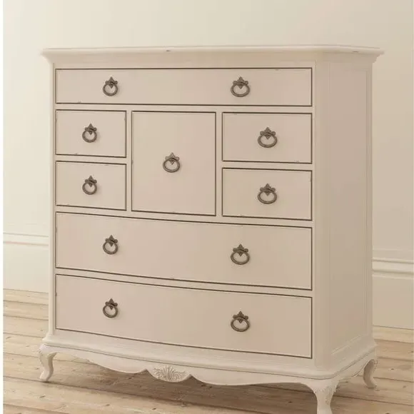 8-Drawer Chest with Carved Details - Cream, Wood
