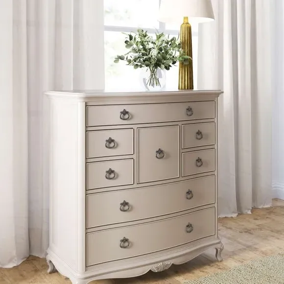 8-Drawer Chest with Carved Details - Cream, Wood image